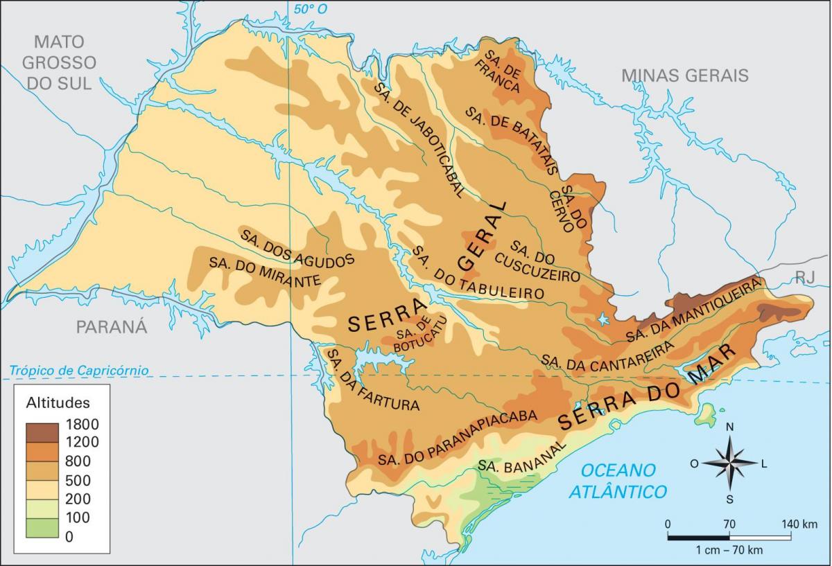 نقشه ارتفاع São Paulo