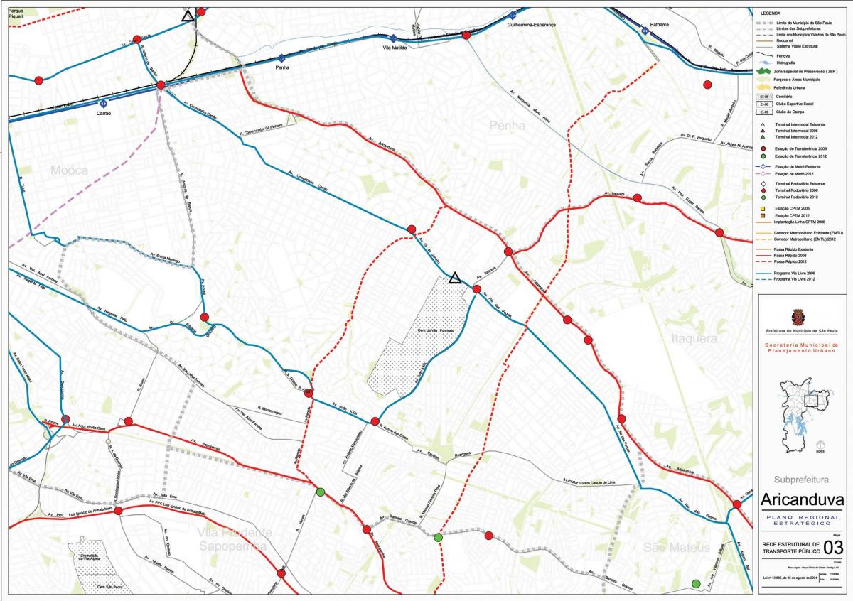 نقشه اریکندووا-ویلا Formosa, São Paulo - حمل و نقل عمومی