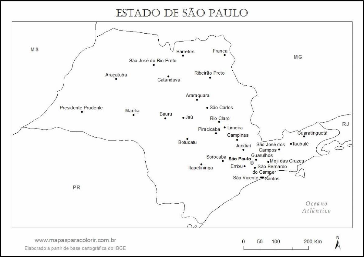 نقشه از سن پائولو باکره - اصلی شهرستانها