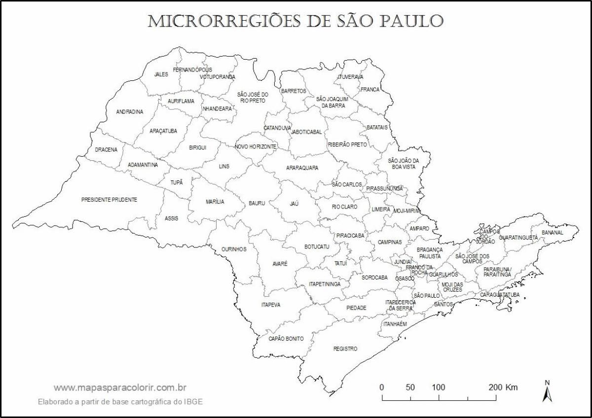 نقشه از سن پائولو باکره - میکرو-مناطق