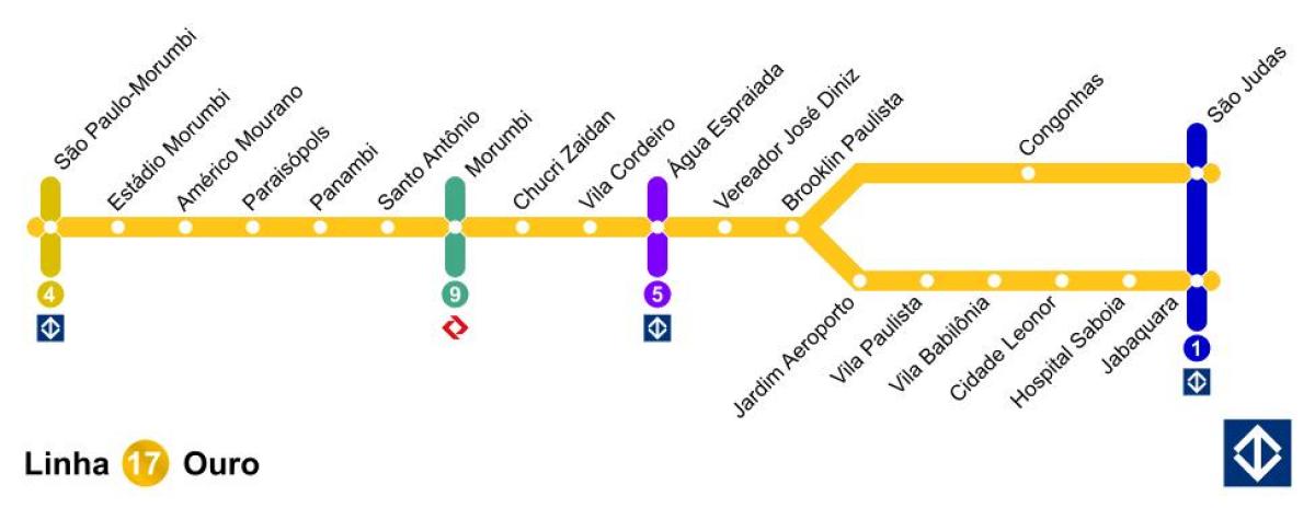 نقشه از سن پائولو مونوریل - Line 17 - طلا