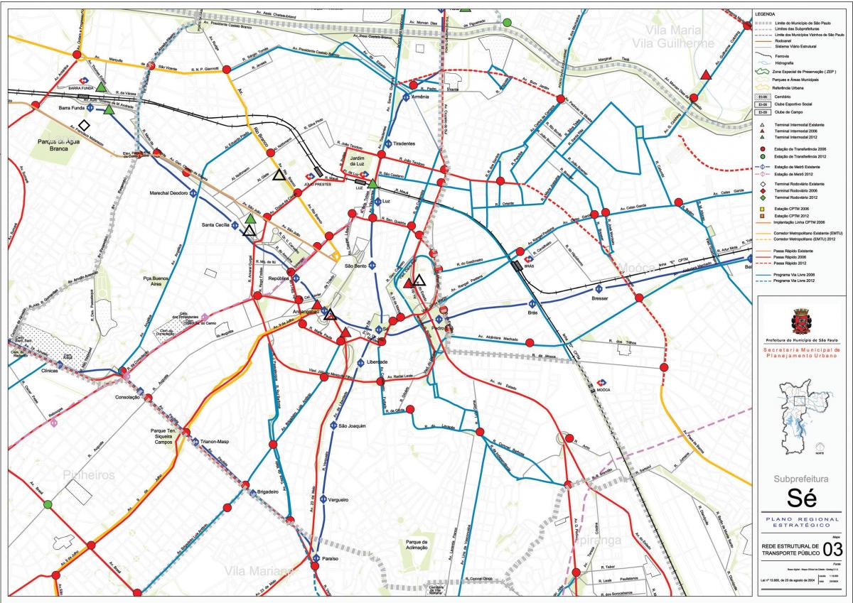 نقشه سه São Paulo - حمل و نقل عمومی