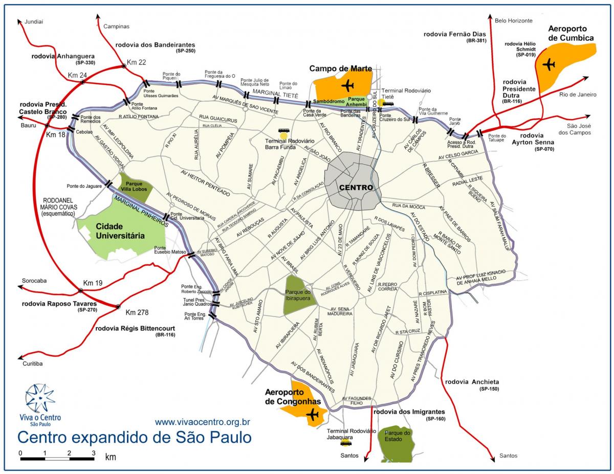 نقشه از مرکز بزرگ, São Paulo