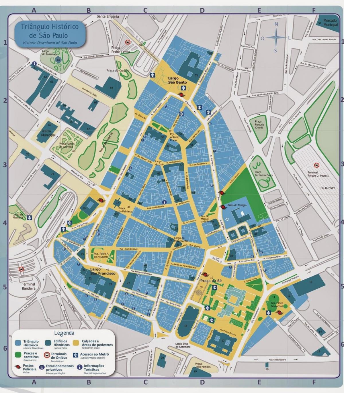 نقشه از مرکز تاریخی سن پائولو
