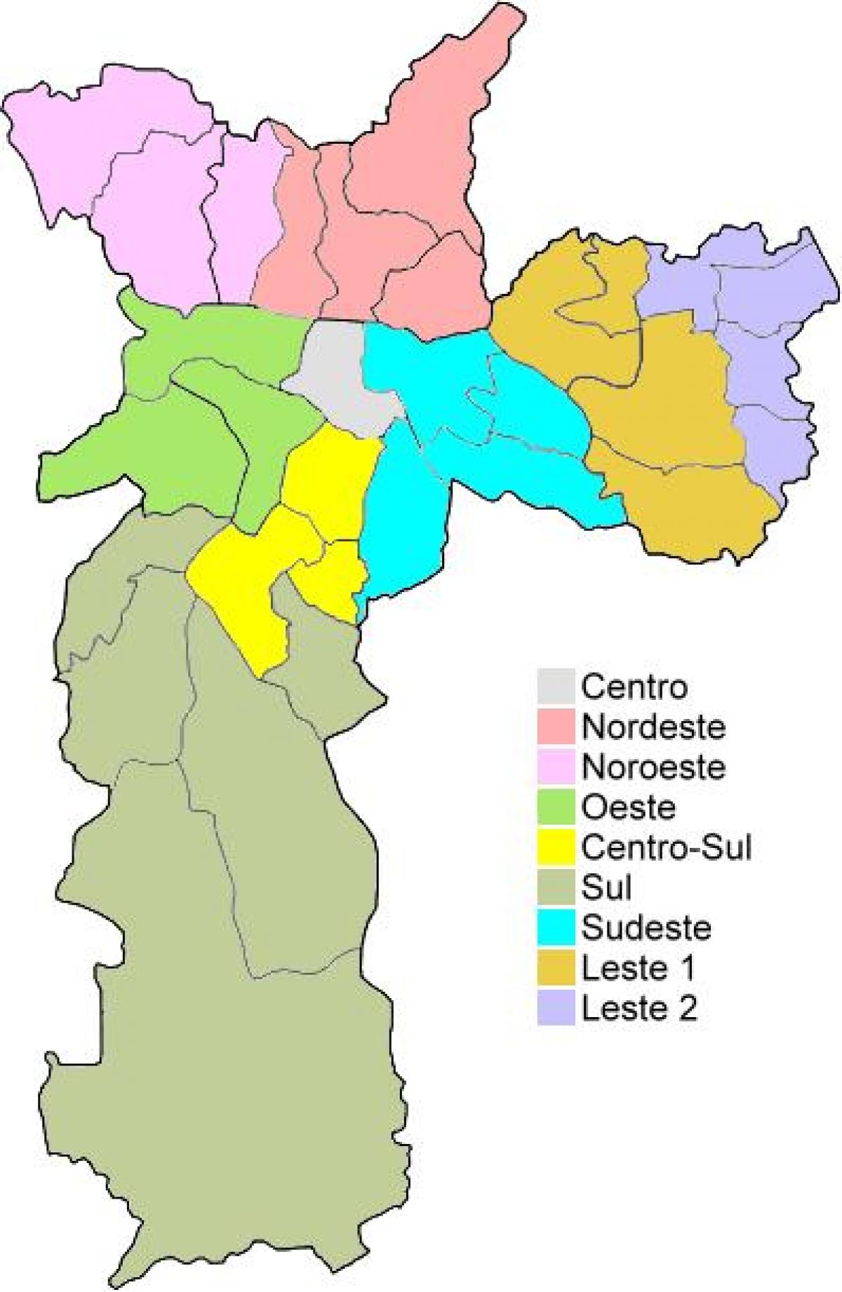 نقشه از مناطق اداری در سن پائولو
