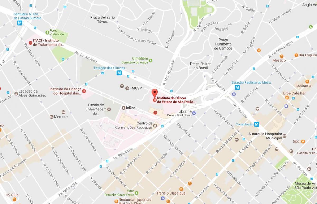 نقشه از موسسه سرطان, São Paulo