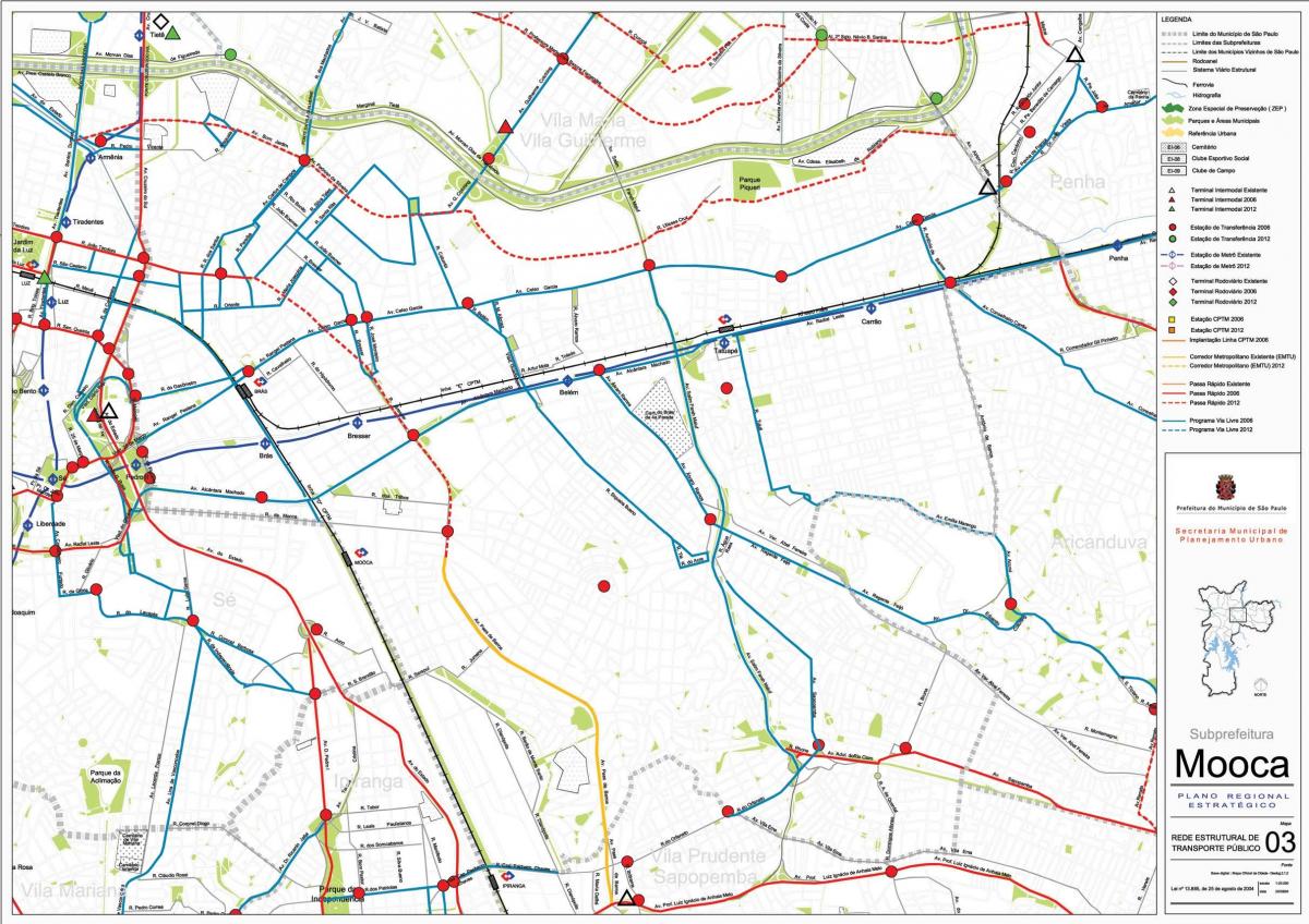 نقشه از موکا, São Paulo - حمل و نقل عمومی