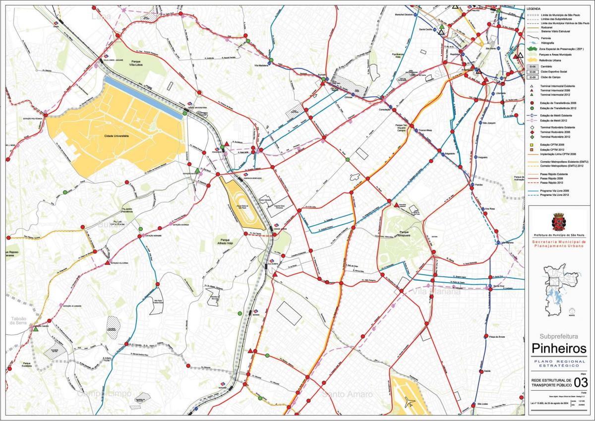 نقشه پینهیرس São Paulo - حمل و نقل عمومی