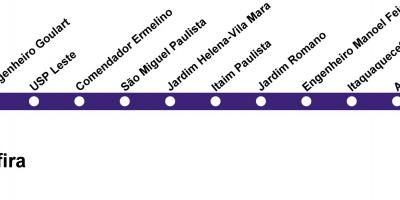 نقشه CPTM São Paulo - خط 12 - یاقوت کبود