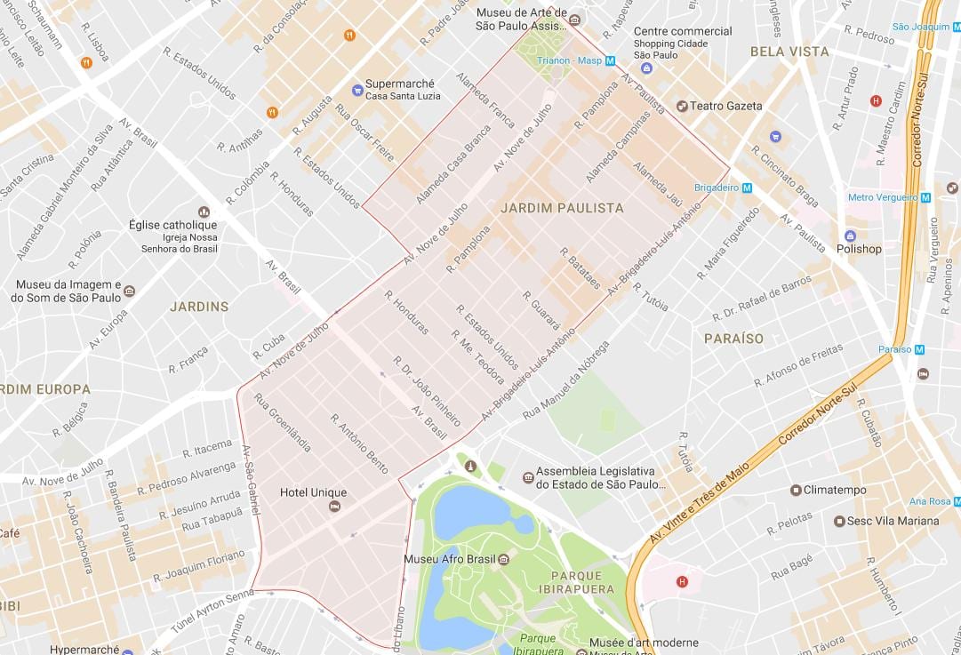 نقشه جردیم Paulista, São Paulo