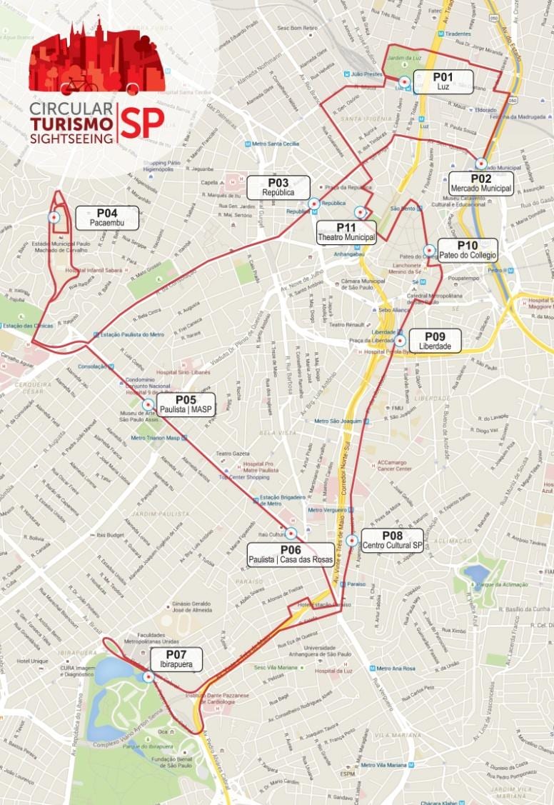 نقشه از دایره turismo گشت و گذار SP