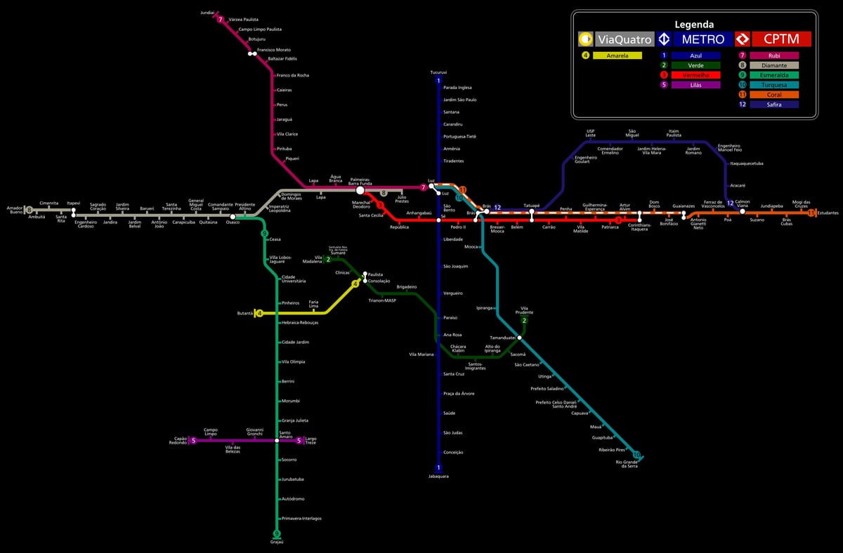 نقشه از سن پائولو CPTM مترو