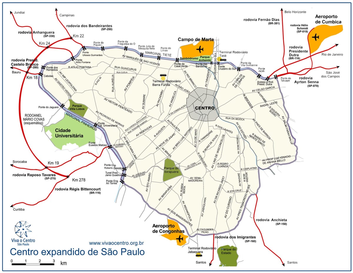 نقشه از مرکز بزرگ, São Paulo