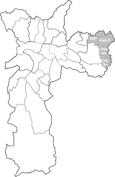 نقشه از منطقه شرقی 2, São Paulo