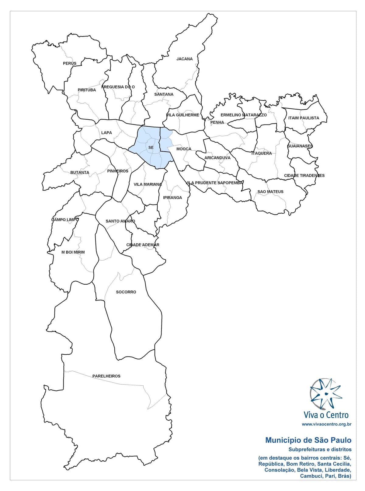نقشه از منطقه مرکزی São Paulo