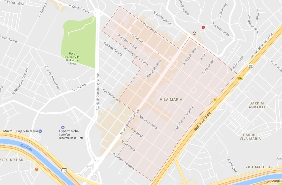 نقشه ویلا ماریا, São Paulo