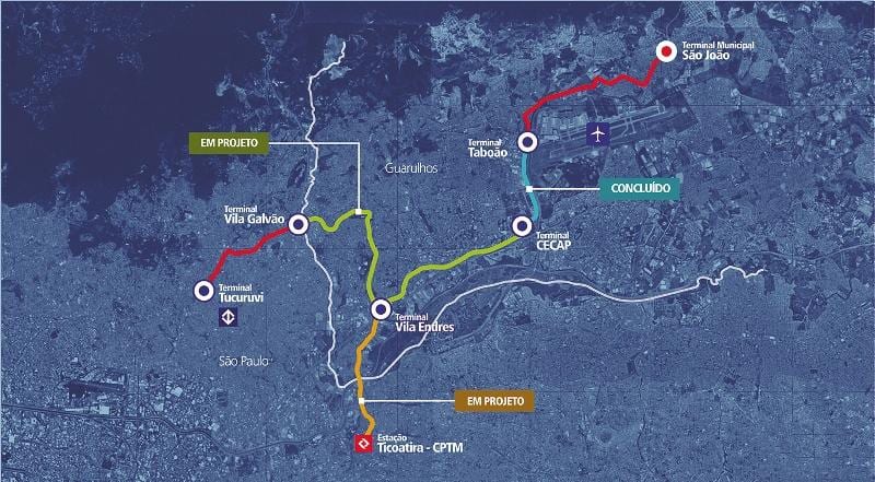 نقشه کرردر Metropolitano Guarulhos - Tucuruvi