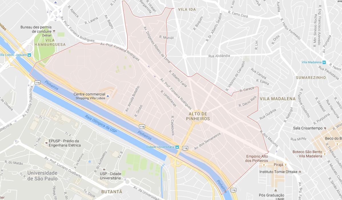 نقشه Alto de پینهیرس São Paulo