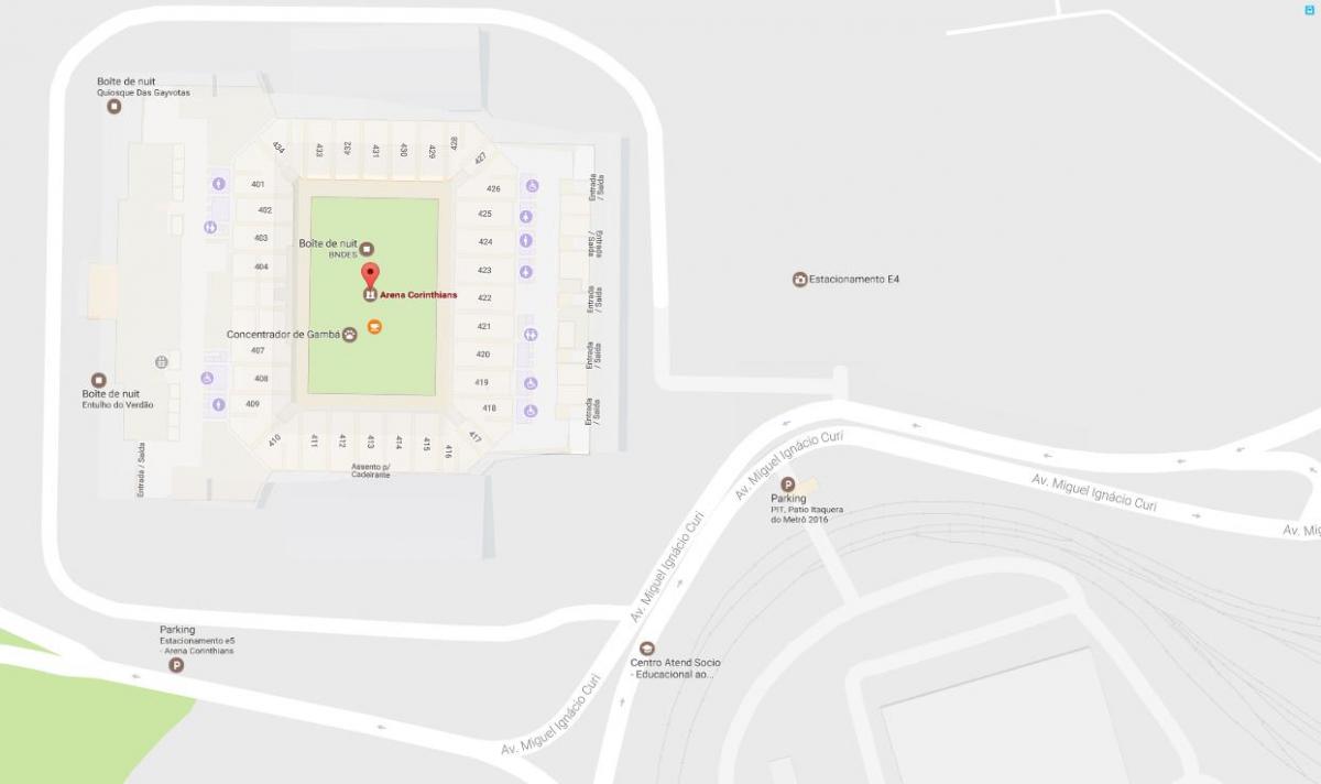 نقشه Arena Corinthians - دسترسی