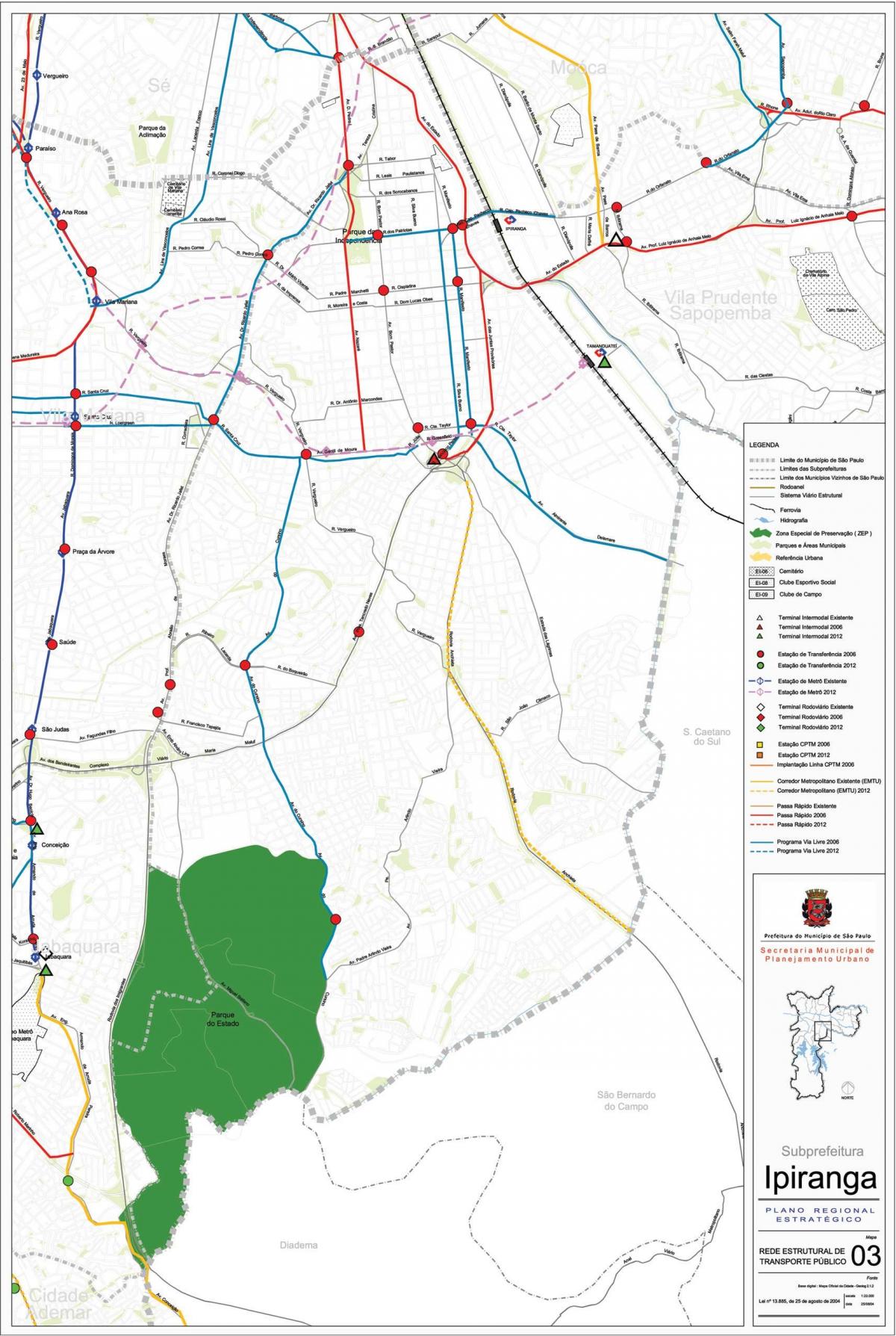 نقشه Ipiranga, São Paulo - حمل و نقل عمومی