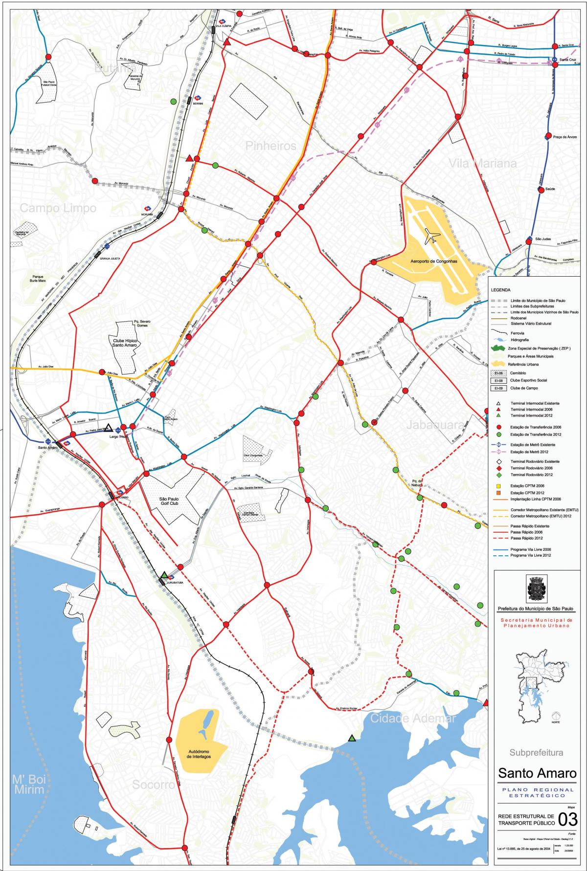 نقشه Santo Amaro, São Paulo - حمل و نقل عمومی