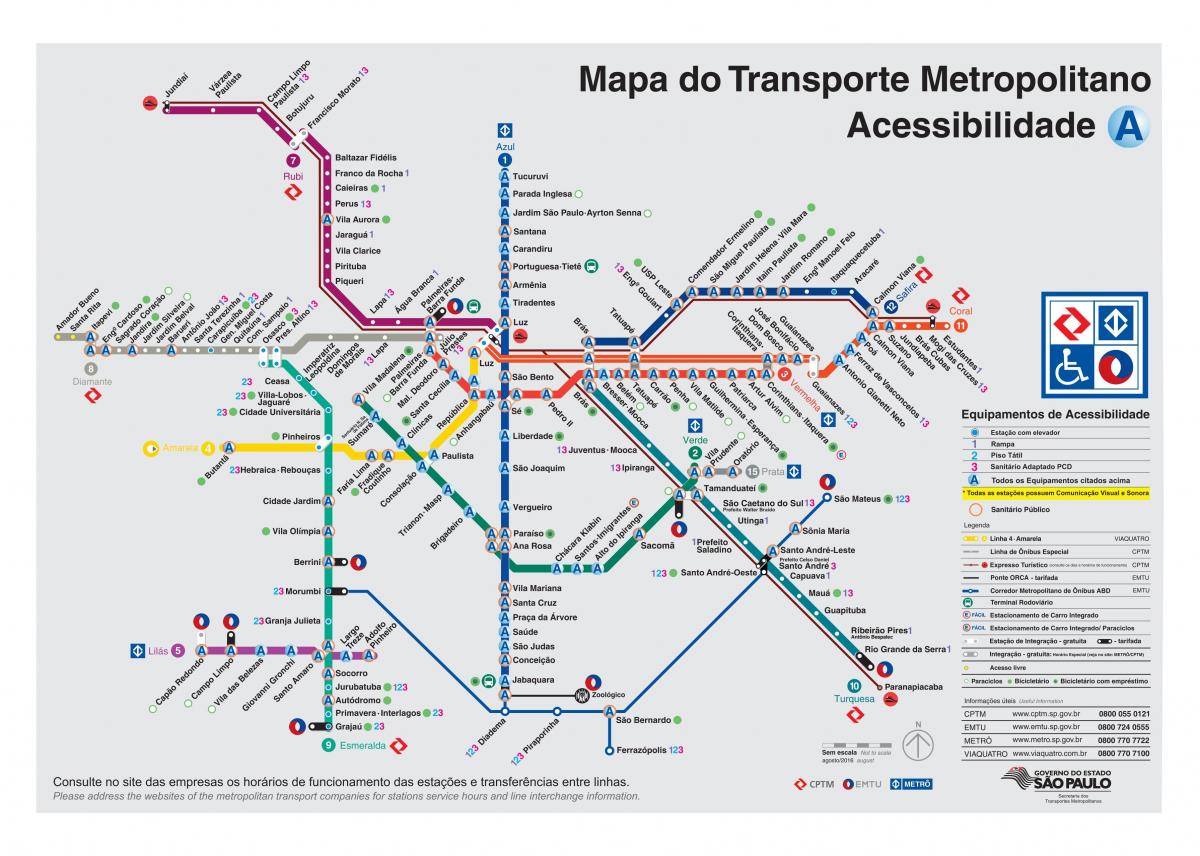 نقشه حمل و نقل Sao Paulo - دسترسی غیر فعال