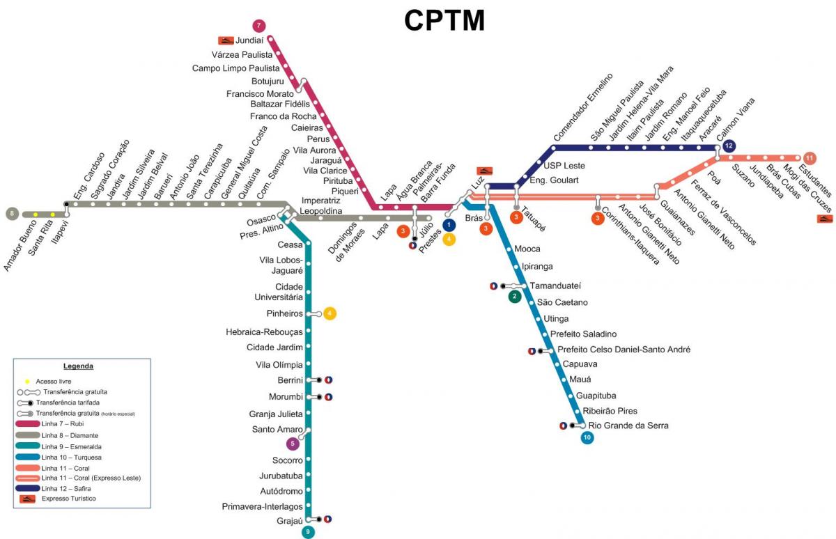 نقشه از سن پائولو CPTM