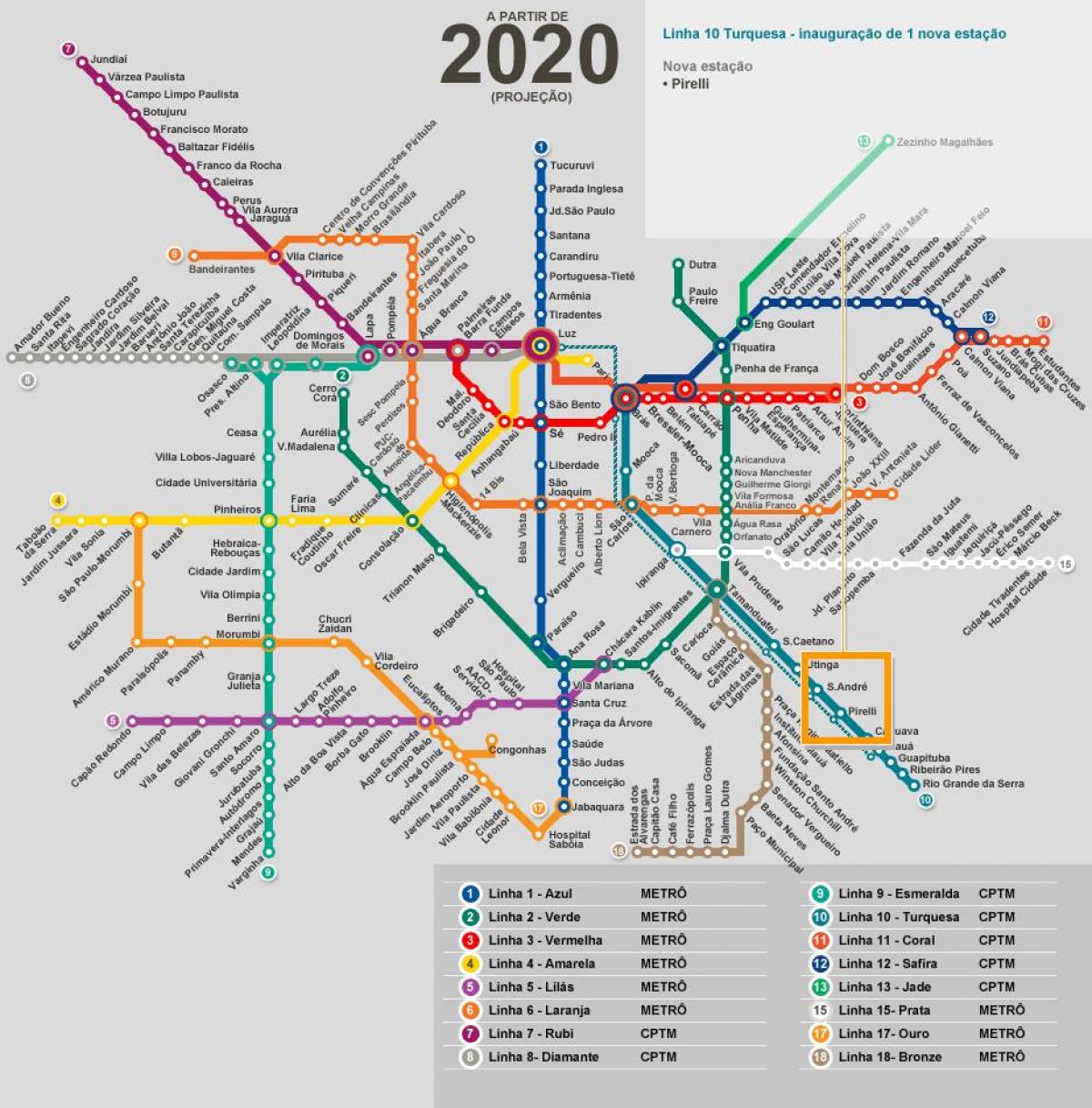 نقشه از سائو پائولو, شبکه مترو