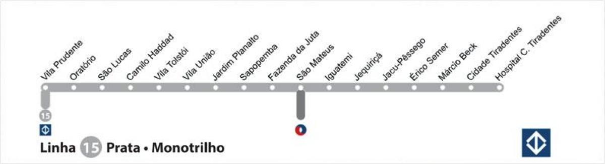 نقشه از سن پائولو مونوریل - خط 15 - نقره-fa