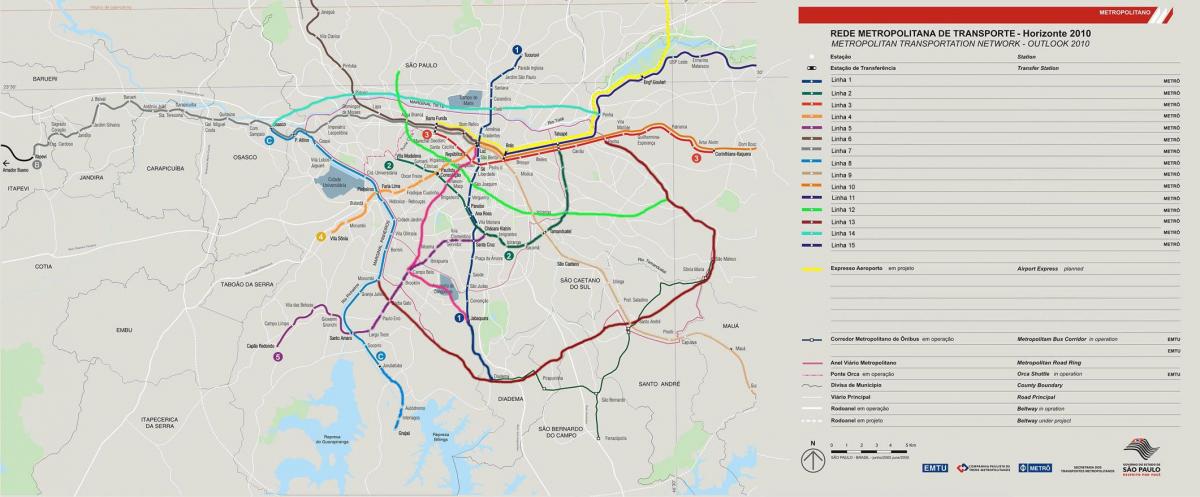 نقشه شبکه حمل و نقل São Paulo