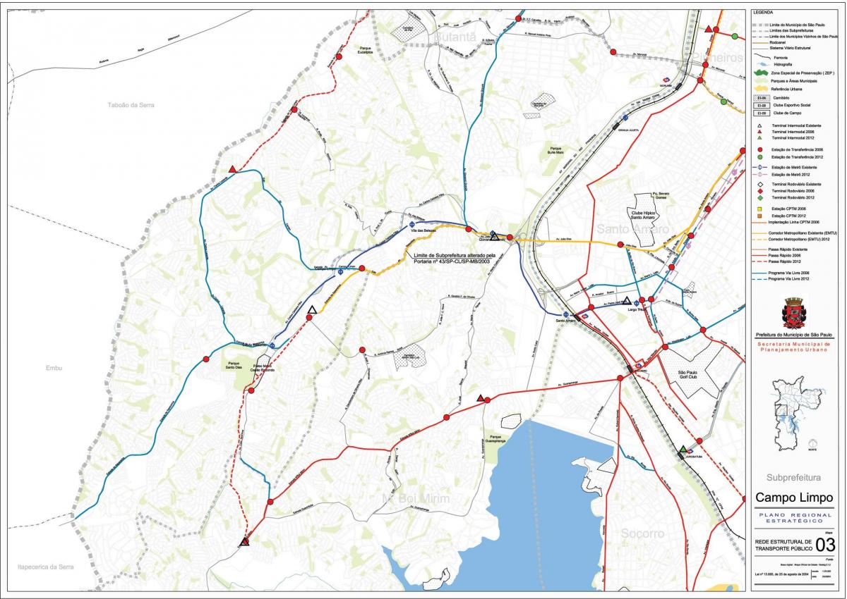 نقشه کمپو لیمپو São Paulo - حمل و نقل عمومی