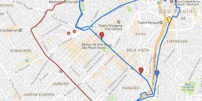 نقشه از دایره turismo, São Paulo - خطوط