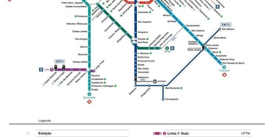 نقشه از سن پائولو CPTM حمل و نقل
