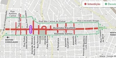 نقشه پولیستا خیابان, São Paulo