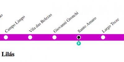 نقشه از سن پائولو مترو - خط 5 - Lilac