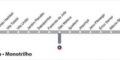 نقشه از سن پائولو مونوریل - خط 15 - نقره-fa